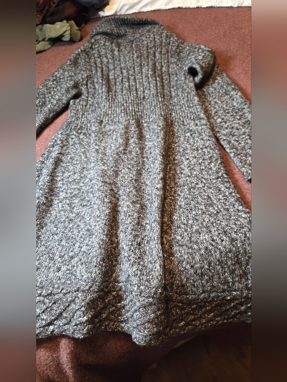 Prana Angelica Duster In Dark Gray Knit Snap Closure Size Medium - Picture 8 of 8